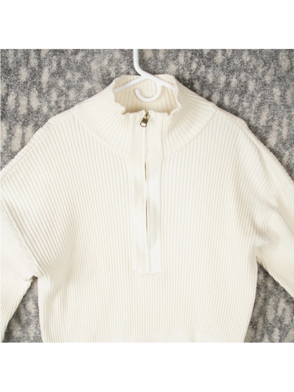Varley Janie Ribbed Half Zip Knit Sweater women Sz X-Large Ivory STY# VAR01701 - Picture 7 of 10